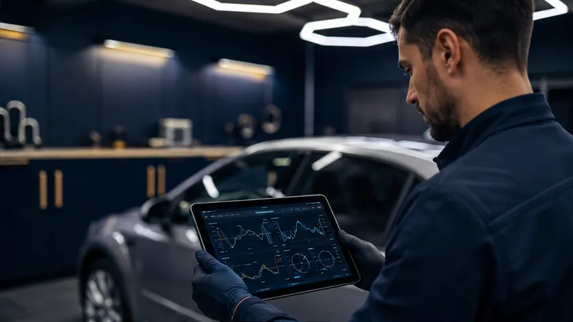 Diagnosi elettronica su tablet in officina